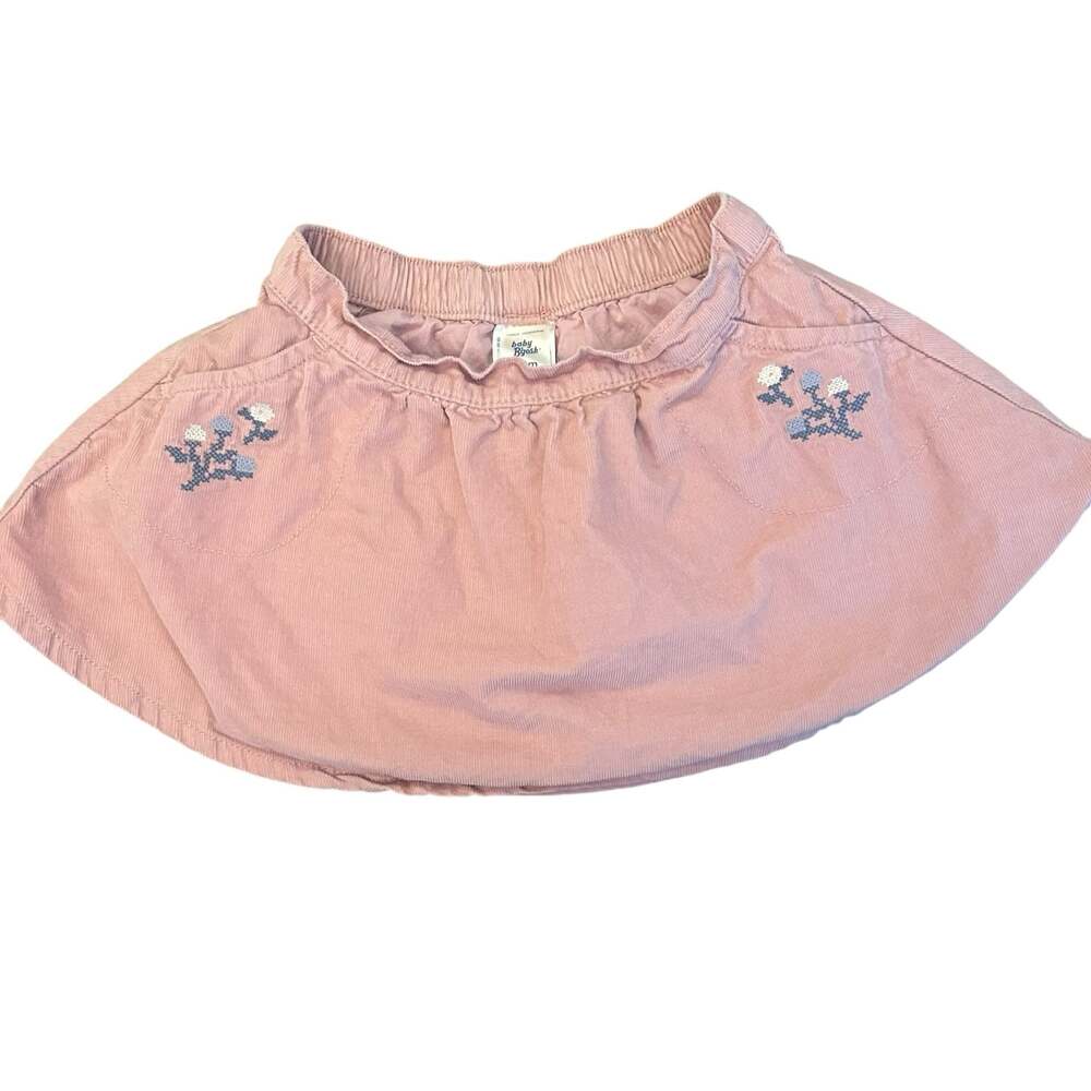 OshKosh B'Gosh Baby Girl Pink Corduroy Skort with Floral Embroidery
